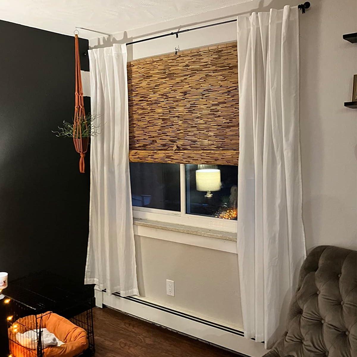 RYPDKM Bamboo Roller Blinds Sunshades For Indoor/Outdoor Patio Porch Privacy, Blackout Bamboo Shades 26" 34" 36" 40" 42" 46" 48" 54" 60" 66" 72" 77" Wide, Natural Roll Up Window Blinds Cordless(Size:50"Wx84"
