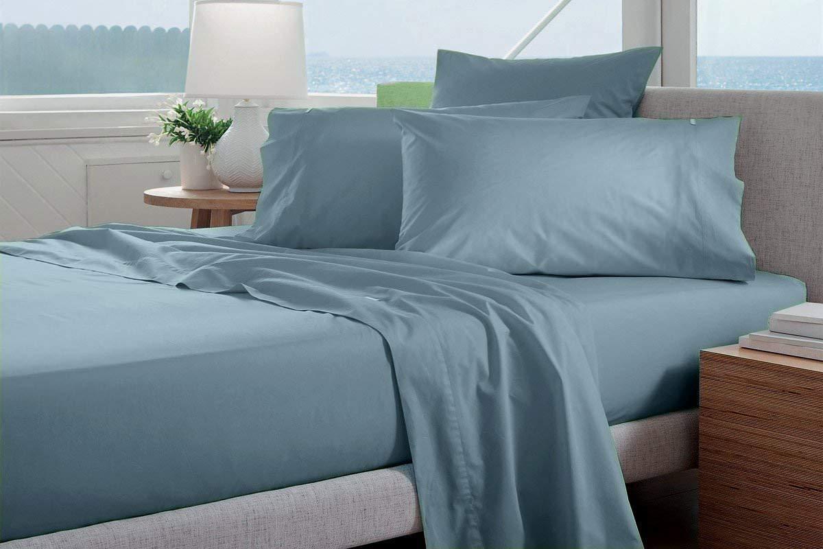 Destiny Collection Destiny Collection 1800 Thread Count Luxurious Heavy Egyptian Cotton 4-PCs Sheet Set Fits Mattress 15-18\'\' Deep Pocket (Twin XL Size Sheets for Bed (Solid, Light Blue)