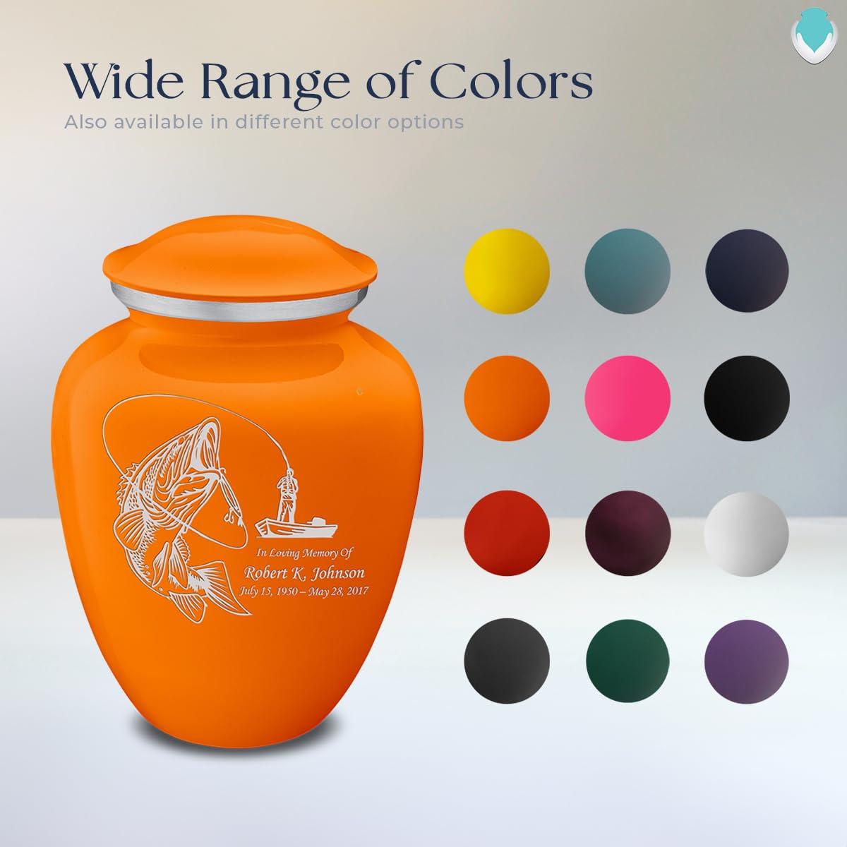 GetUrns Geturns Embrace Adult Personalized Fishing Cremation Urns for Human Ashes I Large Burnt Orange Funeral Urn for Men and Women I 200 lbs