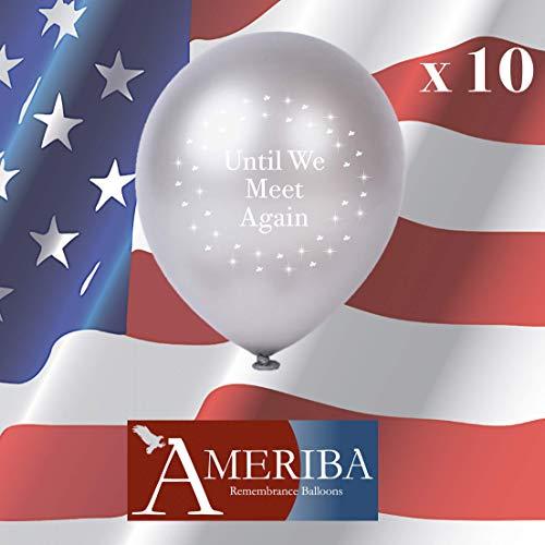 AMERIBA 30PC Biodegradable Remembrance Balloons: White & Silver Personalizable Funeral Balloons for Balloon Releases & Sympathy Gifts | Created/Sold by AMERIBA, a USA company (Variety Pk White, Black Writing)