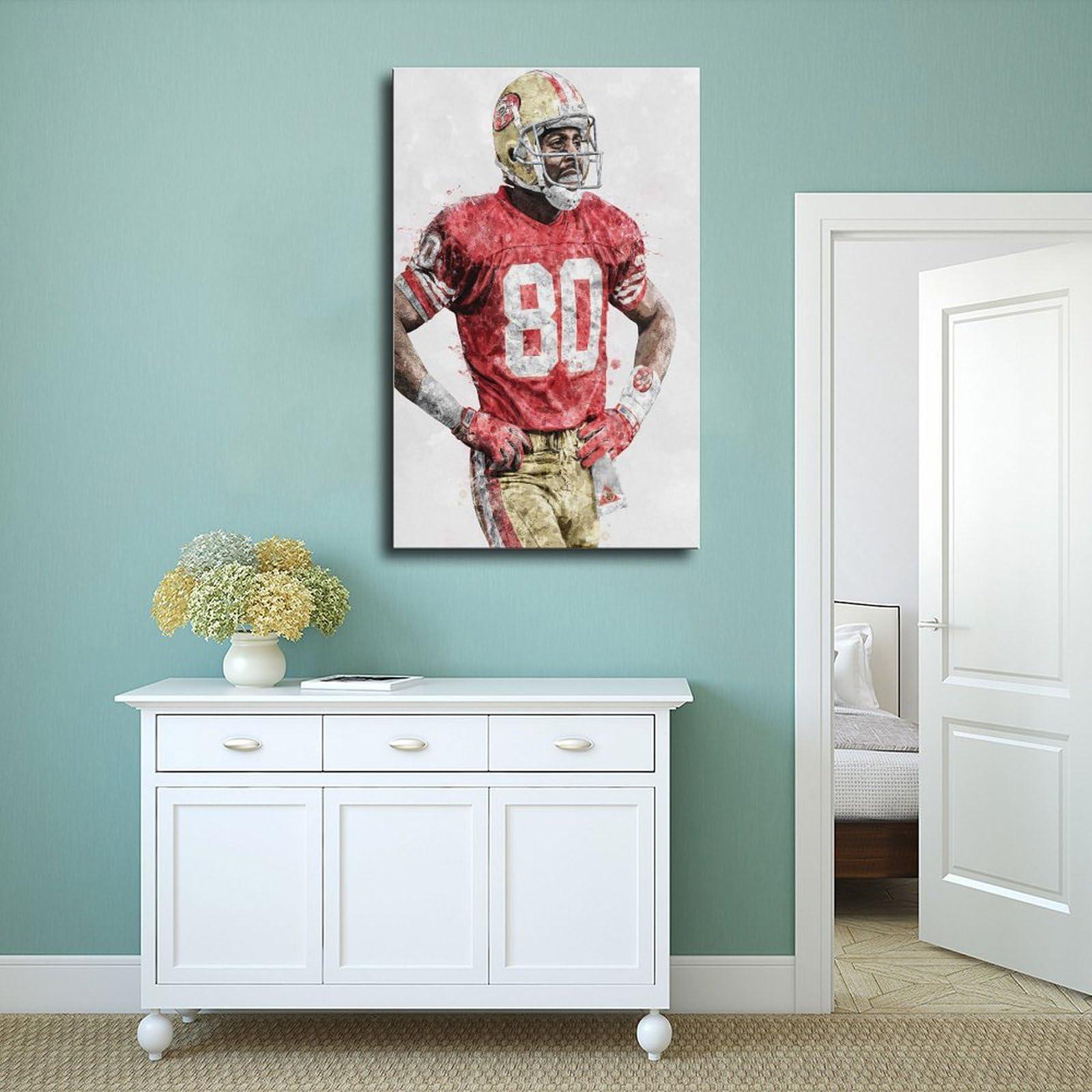 BIVVI BIVVI Jerry Rice Canvas Poster Wall Art Decor Print Picture Paintings for Living Room Bedroom Decoration Unframe: Unframe:12x18inch(30x45cm)