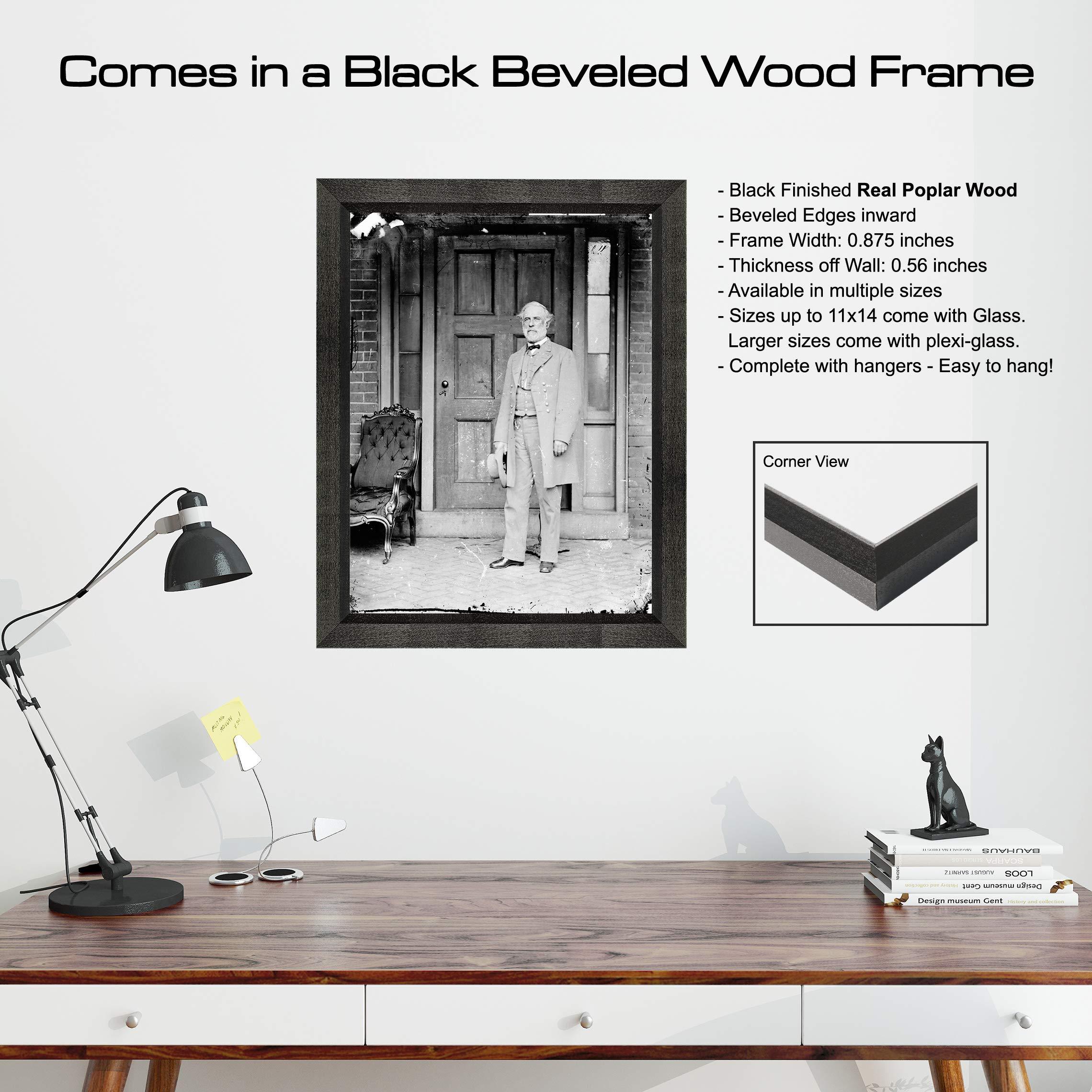Frame a Patent General Robert E. Lee Photograph in a Black Beveled Frame - Historical Artwork from 1860 - (16" x 20") - Matte
