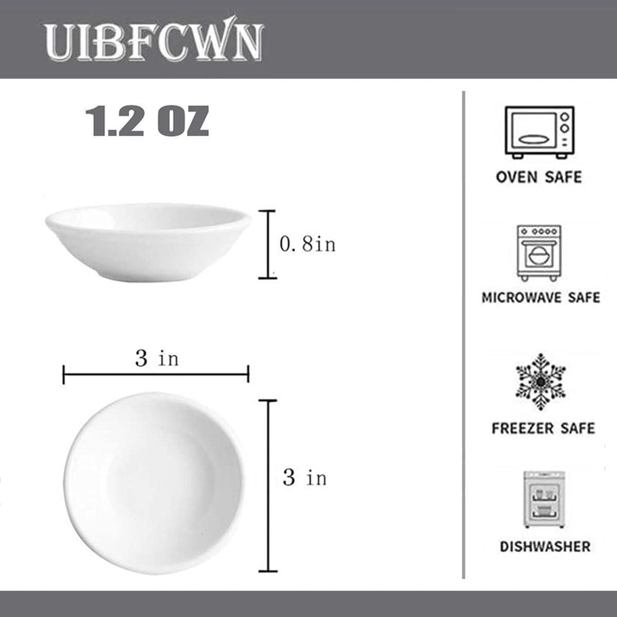 UIBFCWN UIBFCWN 6 Pack Soy Sauce Dish 3inch Ceramic Dipping Bowls Bulk, 1.2 Oz White Dipping Sauce Bowls/Dishes, Small Dipping Sauce Cups for Sushi Ketchup Olive Oil Appetizer