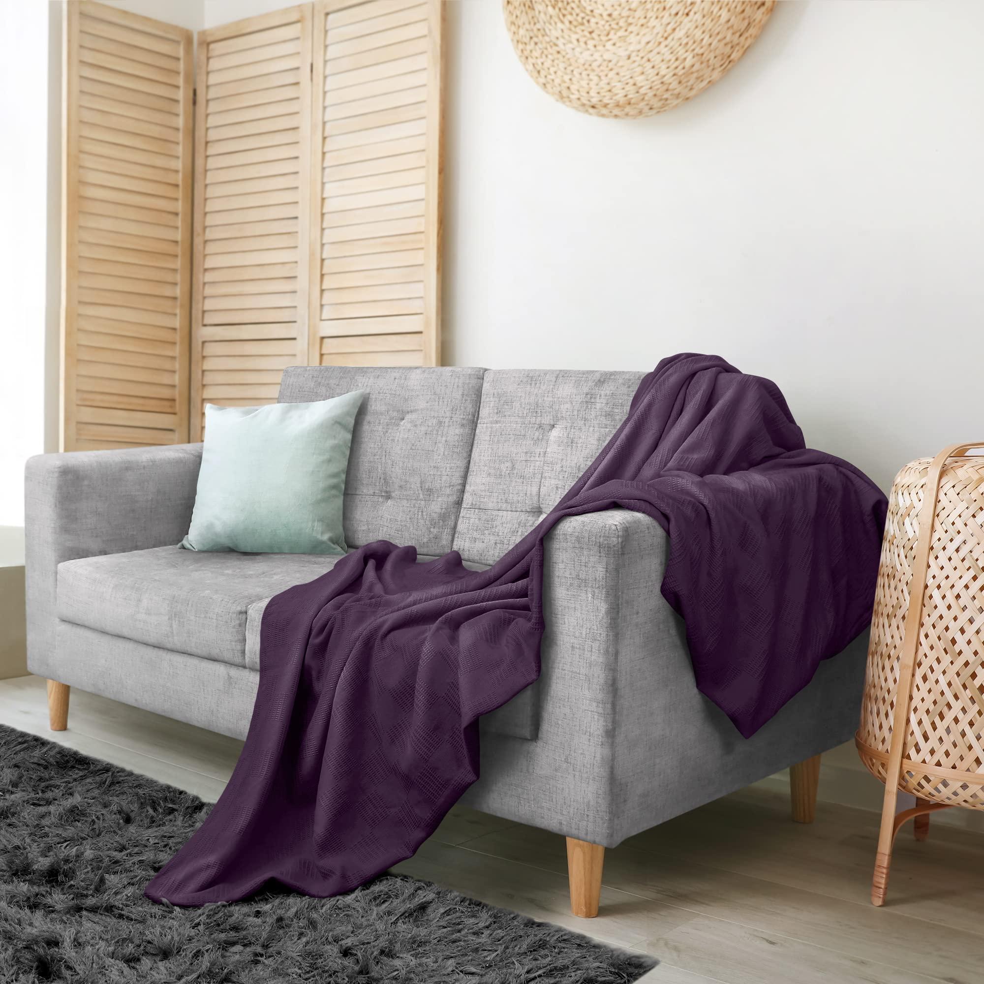 Utopia Bedding Utopia Bedding Plum 100% Cotton Blanket [Queen Size - 90x90 Inch] 350GSM Lightweight, Soft and Breathable Thermal Blanket for All Seasons