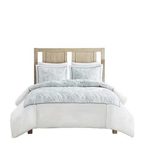 Harbor House Harbor House 100% Cotton Duvet Cover, Embroidered Coastal Seashells, Starfish Duvet Cover Set – Light Weight Bed Comforter Covers, Maya Bay White Blue King/Cal King (106"x90") 3 Piece