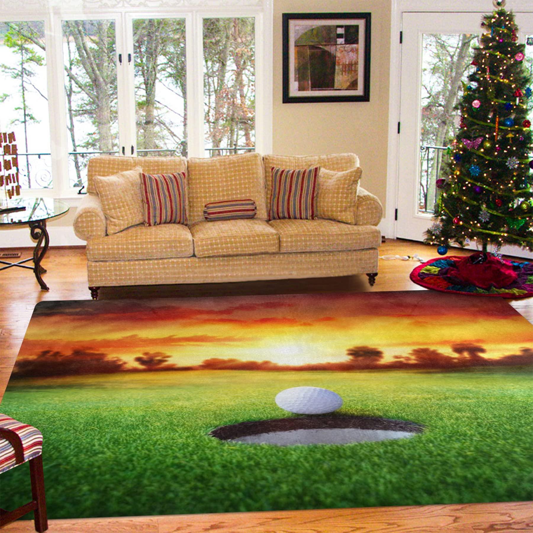 Oueoty Oueoty Sunset Sport Golf Ball Area Rug Rugs for Living Room Bedroom 4x5ft/48x60in/120x150cm