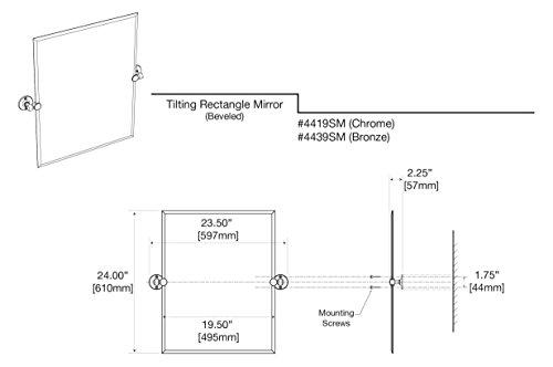 Gatco Gatco 4419SM Cafe Small Wall Rectangle Mirror, 24 H x 23.5 W, Chrome