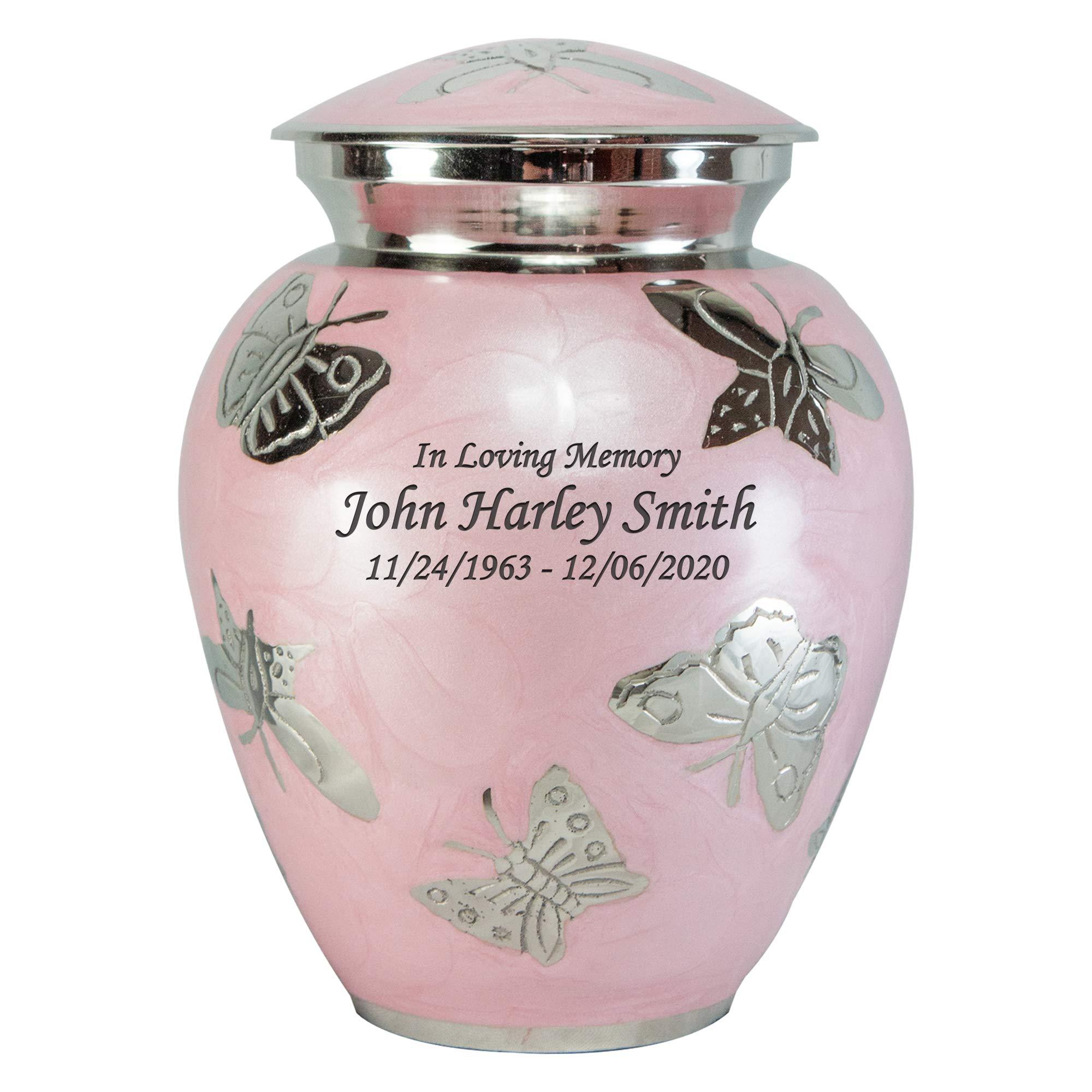 NWA Pink Butterfly Medium Cremation Urn with Personalization