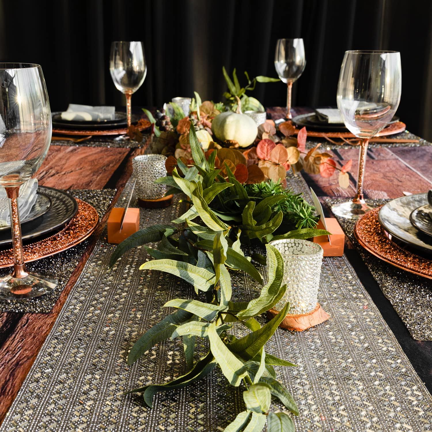 Sparkles Home Madison Avenue Table Runner, Glass Rhinestones in Dazzling X Pattern, for Formal Dining Table Settings, Events, Weddings, Rainbow, 108\", Sold Individually