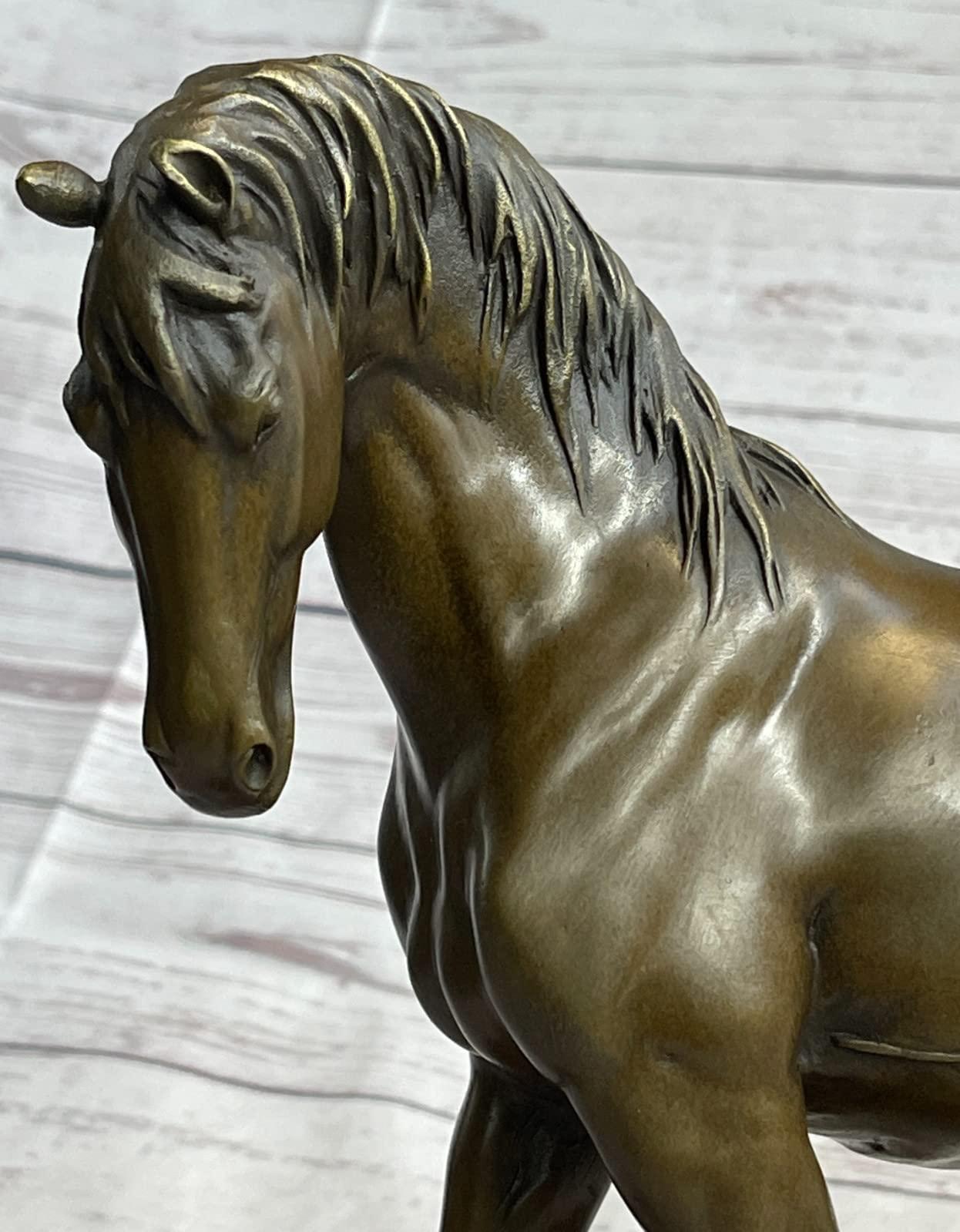 EUROPEAN BRONZE EUROPEAN BRONZE Handcrafted Bronze Sculpture Sale Base Marble Horse Arabian Lost Wax Art Handmade Gift Home Bronze Statue