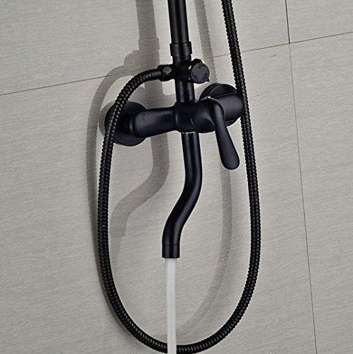 GOWE GOWE Oil-rubbed Bronze Exposed Bathroom Shower Faucet Complete Set Wall Mount Height Adjustable Tub Shower Mixer Taps