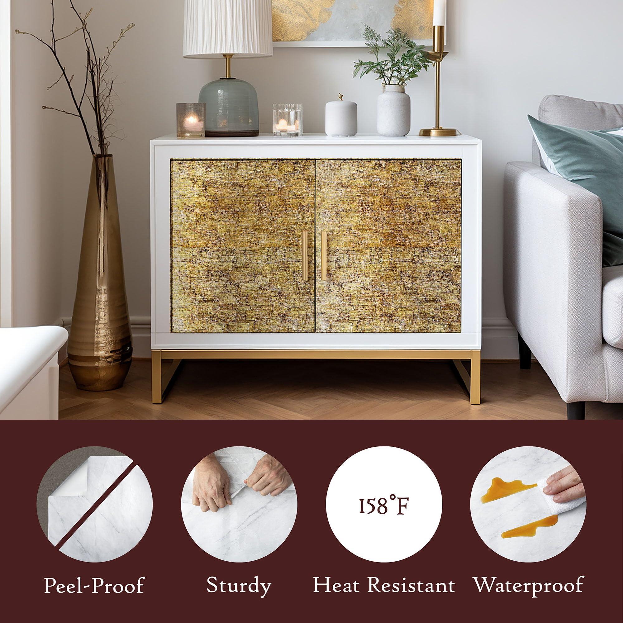 Very Berry Sticker Very Berry Sticker Metallic Gold Peel and Stick Self-Adhesive Wallpaper (24\" x 118\") for Home Dcor Bathroom Cabinet Renter Friendly