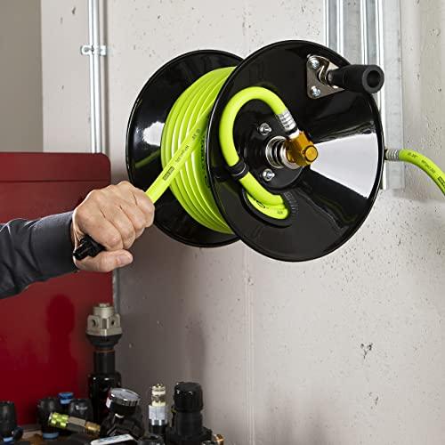 Flexzilla Flexzilla Manual Open Face Air Hose Reel, 3/8 in. x 50 ft., Heavy Duty, Lightweight, Hybrid, ZillaGreen - L8650FZ