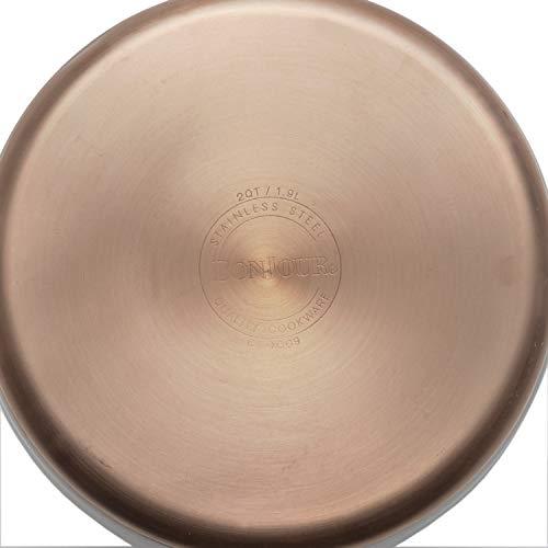 BonJour BonJour Tea Stainless Steel and Copper-Base Gooseneck Teapot/Teakettle/Stovetop Kettle, 2 Quart, Silver