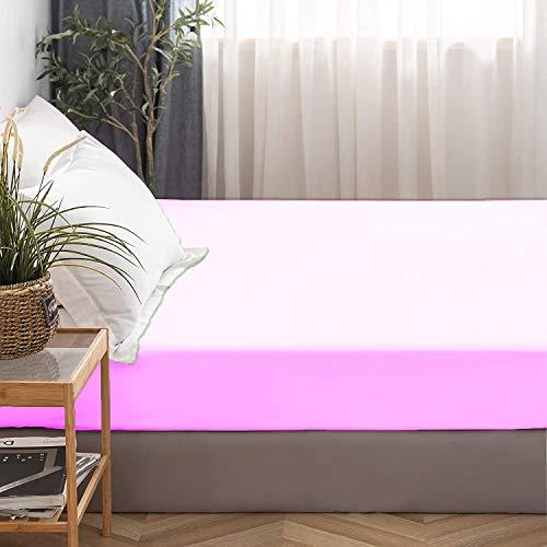 AVISHKA BEDDING Queen Size Fitted Sheet Only 60 x 80 Inches 19 Inch Deep Pocket 100% Egyptian Cotton 1 Piece Fitted Sheet Only All Around Elastic Wrinkle and Fade Resistant - Pink