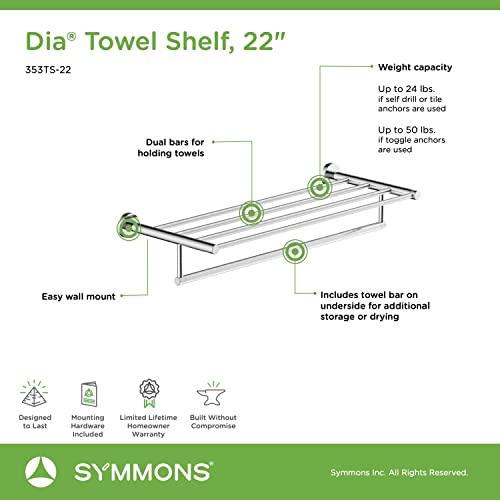 Symmons Symmons 353TS-22 Dia 22 in. Wall-Mounted Towel Shelf with Bar in Polished Chrome