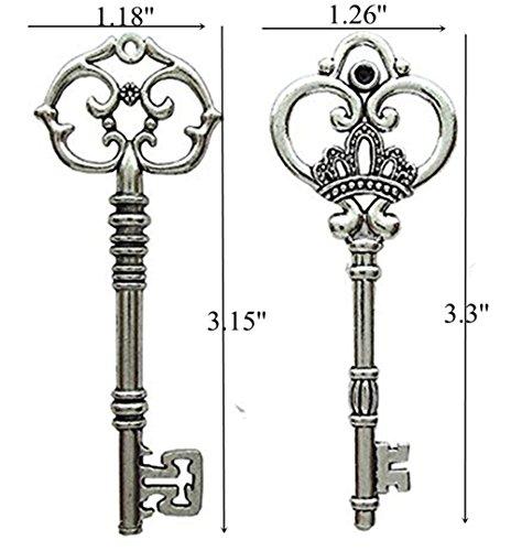Makhry Makhry Mixed 20 Extra Large Antique Silver Finish Skeleton Keys Rustic Key for Wedding Decoration Favor(Antique Silver)