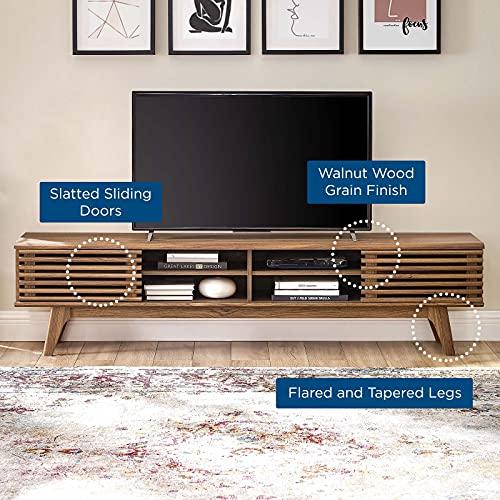 Modway Modway Render 70\" Mid-Century Modern Low Profile Media Console TV Stand, 70 Inch, Walnut Walnut