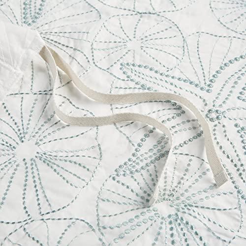 Harbor House Harbor House 100% Cotton Duvet Cover, Embroidered Coastal Seashells, Starfish Duvet Cover Set – Light Weight Bed Comforter Covers, Maya Bay White Blue King/Cal King (106"x90") 3 Piece