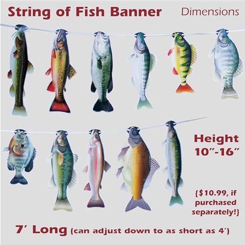 Havercamp Havercamp Gone Fishin String Hanging Banner for Fish Fry, Bass Fishing, Freshwater Pond & Salt Water Tournament Fishing Decorations