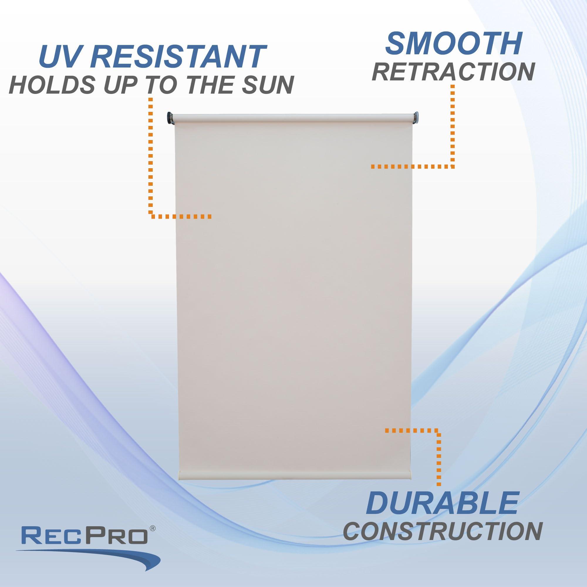 RecPro RecPro White RV Roller Shades | Slow-Rise Roller Shades | Darkening Window Cover for Camper and RV Blinds (62" W x 32" H)