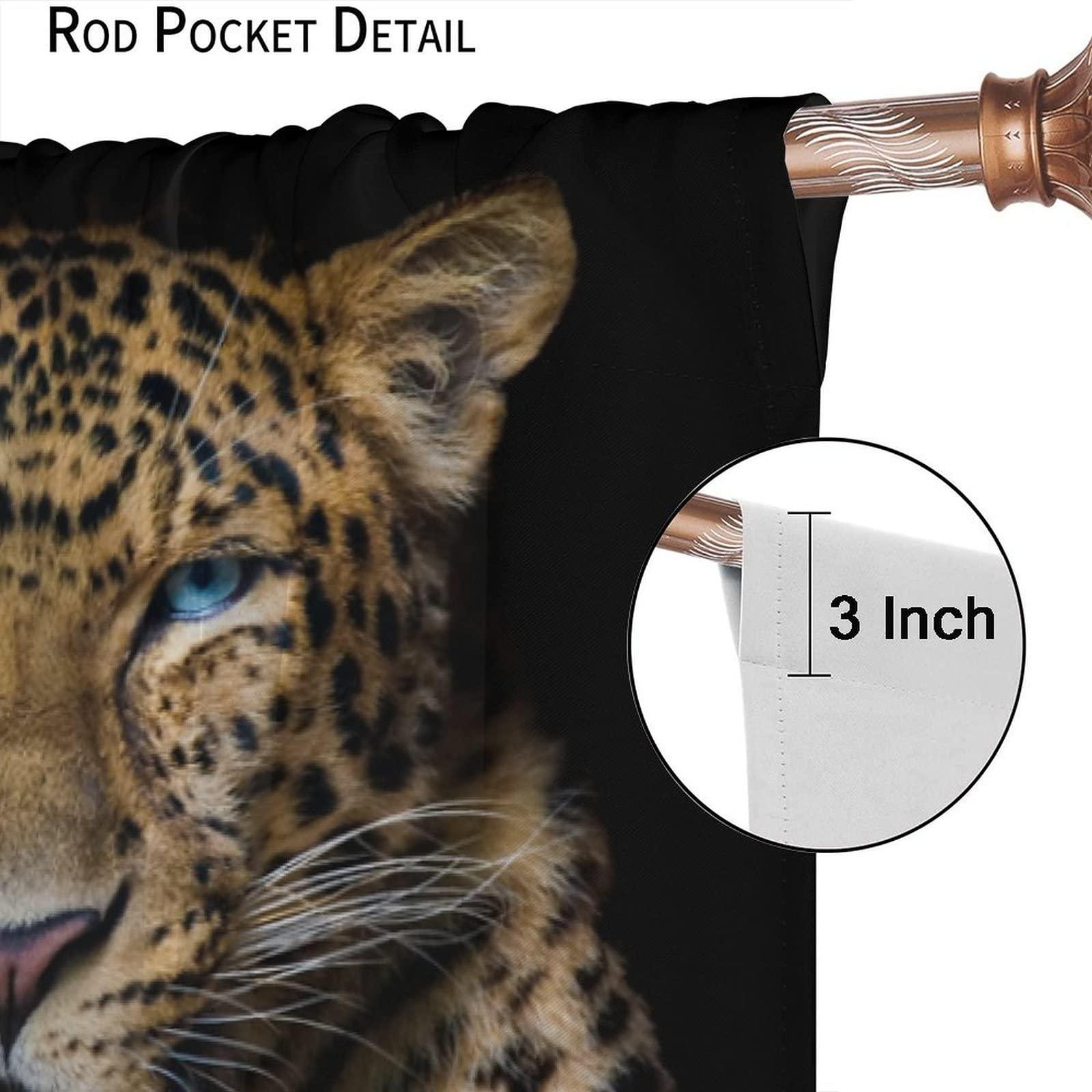 JTMTYWW African Wild Animal Curtains Safari Cheetah Print Decor Living Room Bedroom Dining Room Blackout Window Drapes Polyester Fabric with Rod Pocket Black Brown 55x63in