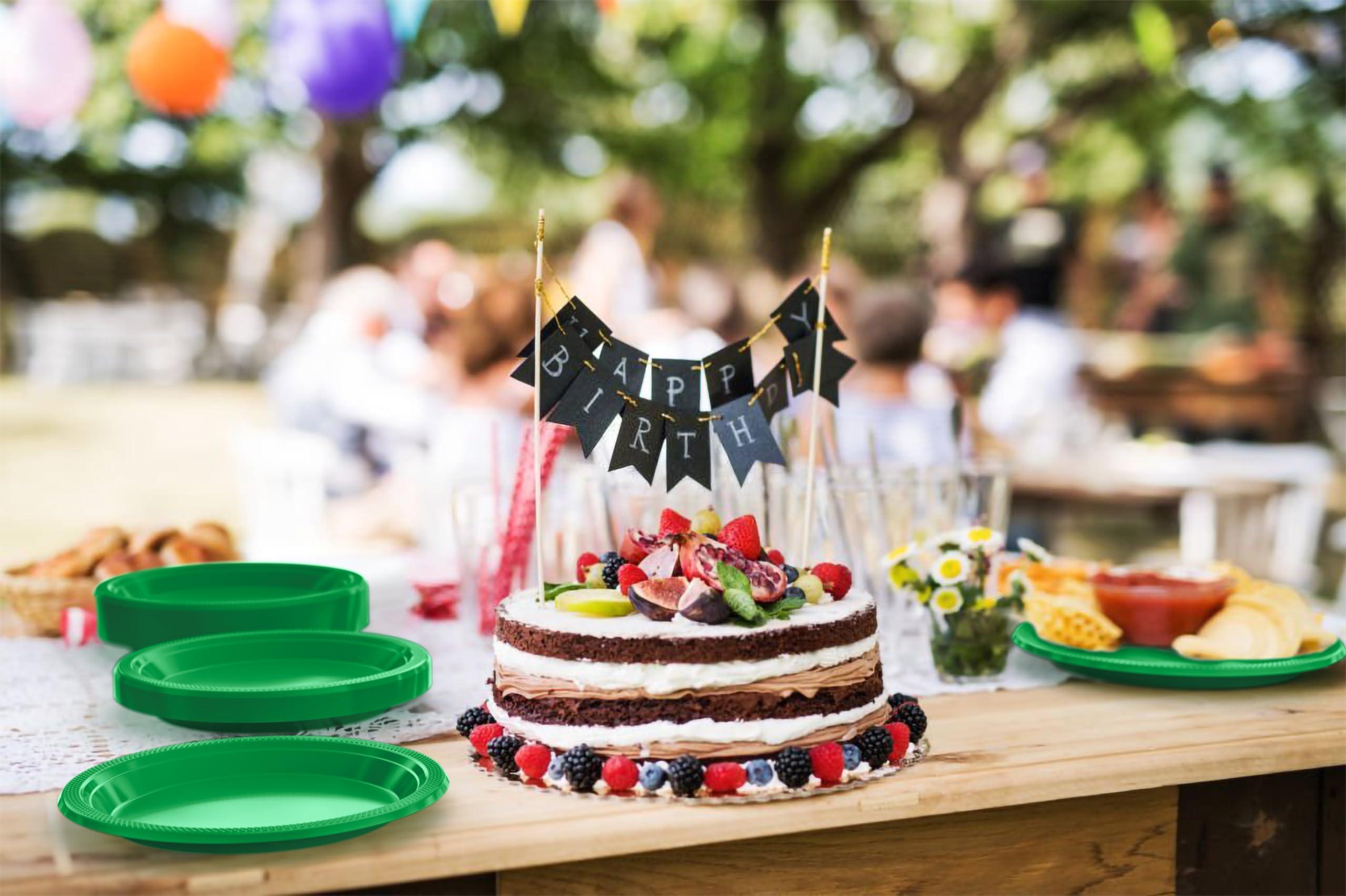 Exquisite Exquisite Emerald Green Plastic Plates Disposable 10\" Plastic Dinner Plates 100 Pcs Emerald Green Disposable Plates Plastic Plates For Party Plates Disposable Heavy Duty 350 GSM Green Plates For Party