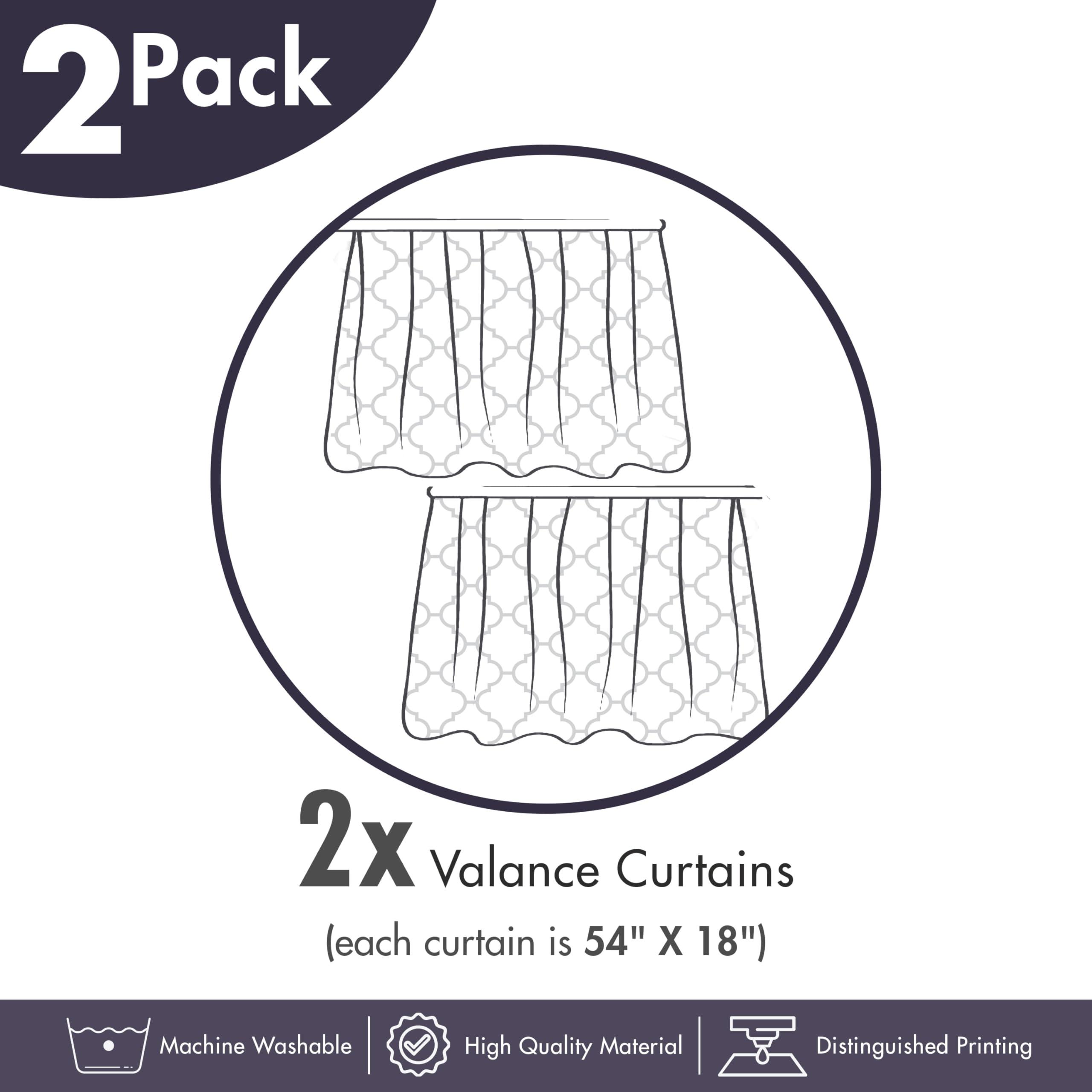 Ambesonne Ambesonne Christmas Tree Window Valance Pack of 2, Unusual Shapes Pattern with Tree Drawings Hearts and Triangles Holiday Vibe, Rod Pocket Curtain Valances for Kitchen Bedroom, 54\" X 18\", Green White