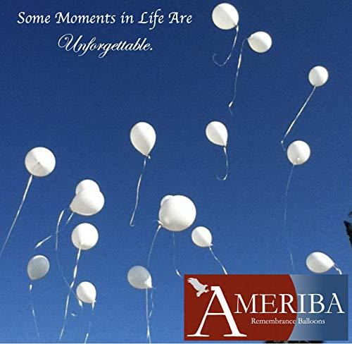 AMERIBA 30PC Biodegradable Remembrance Balloons: White & Silver Personalizable Funeral Balloons for Balloon Releases & Sympathy Gifts | Created/Sold by AMERIBA, a USA company (Variety Pk White, Black Writing)