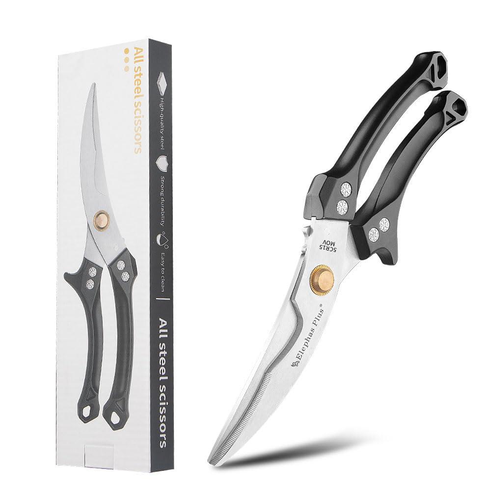 ELephas PLus Stainless Heavy Duty Scissors,Kitchen Shears Heavy Duty Poultry Shears and Cutting Food Tools Kitchen Scissors for Chicken,Meat,Fish(Black)