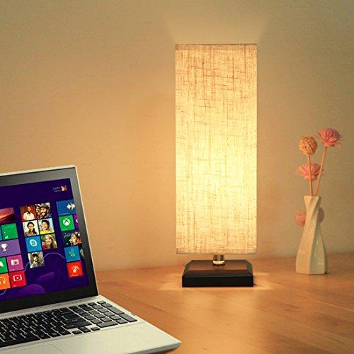 ZEEFO ZEEFO Bedside Table Lamp, Retro Style Solid Wood Base Table Lamps with Fabric Shade Nightstand Mini Desk Lamps for Bedroom, Living Room, Bookcase (Square)