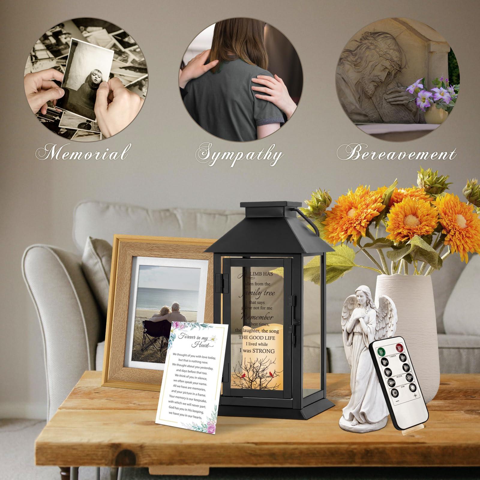 HN HAIINAA HN HAIINAA Memorial Lantern Bereavement Gifts in Memory of Loved One Memorial Gifts for Loss of Mother Loss of Father Remembrance Sympathy Gifts for Loss of Loved One with LED Candle and Remote