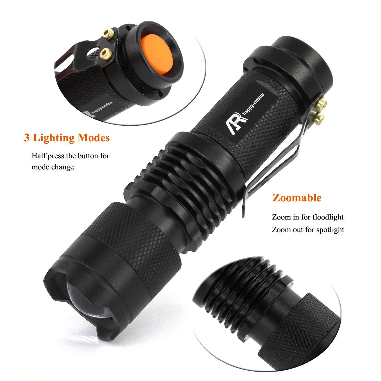AR happy online AR happy online 3 Pack Red Light Flashlight, 3 Modes Mini Red LED Flashlight, Zoomable Red Flashlight Torch with Clip for Night Vision, Astronomy, Aviation, Night Observation