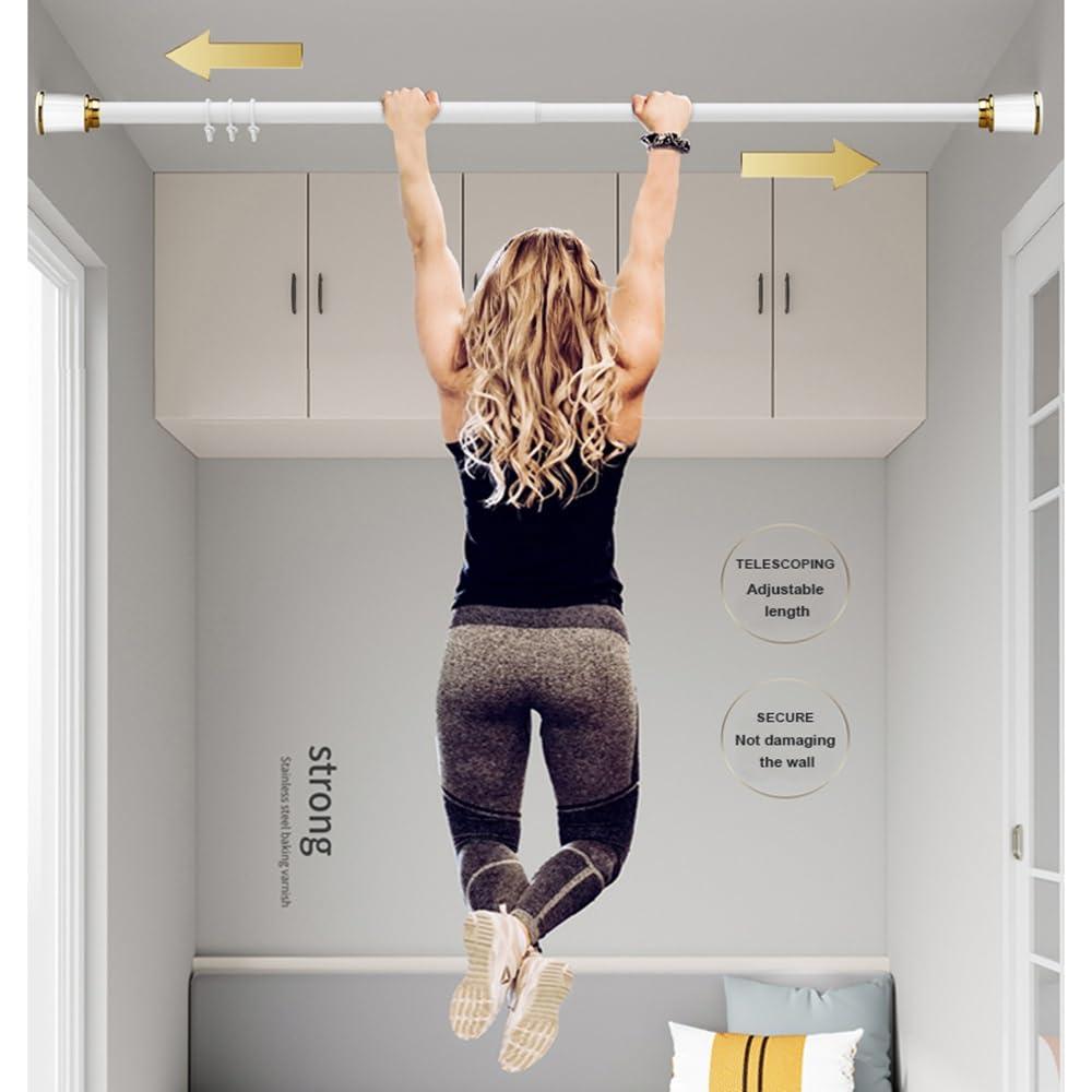 QHDPKU Curtain Rod No Drilling,Room Divider Tension Curtain Rod,Adjustable Bathroom Stall Tension Pole,For Space Partition,Maximum Extension 195 inches (Color : White, Size : 20-30inchs)