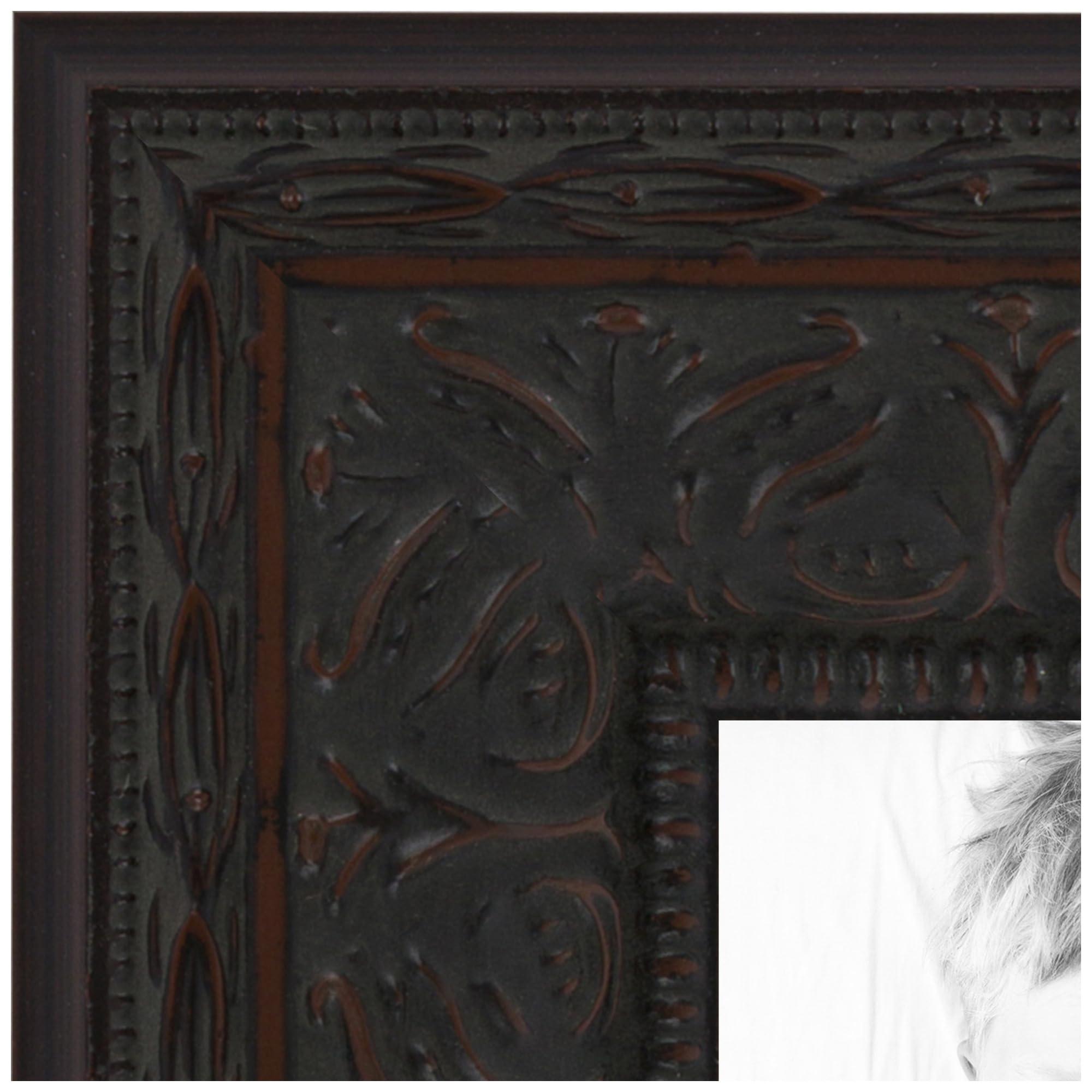 ArtToFrames ArtToFrames 30x45 CM / 11.81x17.72 INCH Brown Picture Frame, This 1.50 Inch Custom Wood Poster Frame is Plum Victorian Emboss - Comes with Regular Glass and Corrugated Backing (CMWOMOMA76267-30x45)