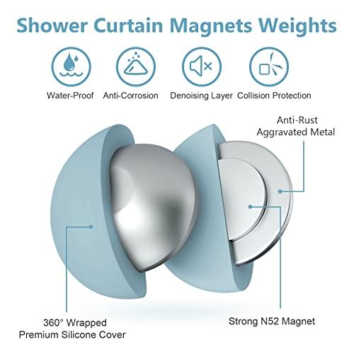 VANZAVANZU VANZAVANZU 5 Pairs Shower Curtain Weights, Silicone Wrapped Magnets, Heavy Duty Magnets Prevent Curtain Liner from Blowing, Rust-Free, Blue