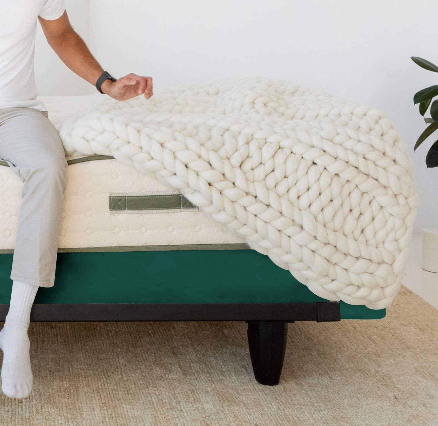 Yarns of Cotton Box Spring Cover Queen XL Size, Elastic Fabric Wrap Around 4 Sides Bed Skirt, Ultra Soft & Wrinkle Free, Sleek Alternative Replacing Bedskirts for Hotel/Home, Fits Box Springs up to 6\", Teal Green