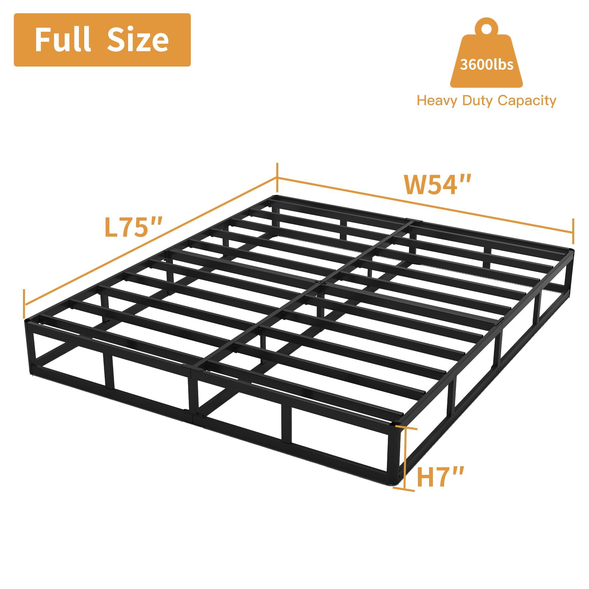 OSASET OSASET Full Size Box Spring, 7 Inch Full Size Box Spring Only, 3000 lbs Heavy Duty Metal Frame Mattress Foundation with Fabric Cover, Easy Assembly-Noise Free