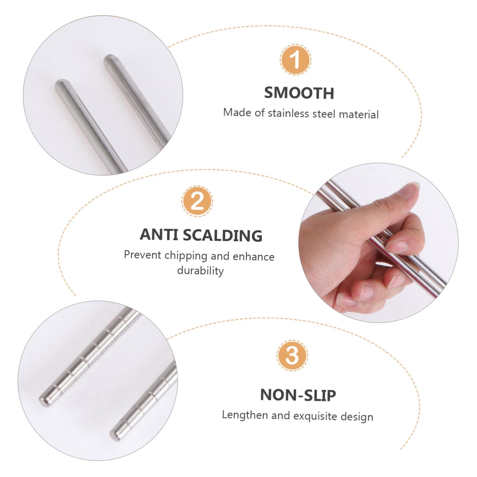 MAGICLULU MAGICLULU 6 Pairs Long Chopsticks Kitchen Tongs Cooking Chopsticks Gamer Chopsticks Titanium Chopsticks LED Chopsticks Chopstick Holder Chopsticks for Cooking Steel Chopstick Tweezers Silver