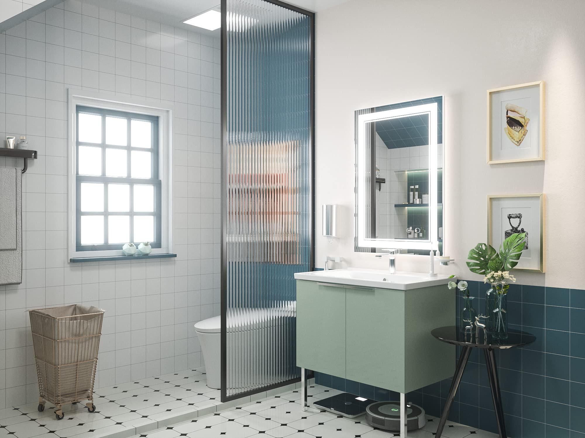 Keonjinn Keonjinn 20 x 28 Inch LED Mirror Bathroom Mirror with Front Lights, UL Listed LED Driver, Wall Mounted Lighted Vanity Mirror, Anti-Fog Dimmable Bathroom LED Mirror, 6000K(Horizontal or Vertical)