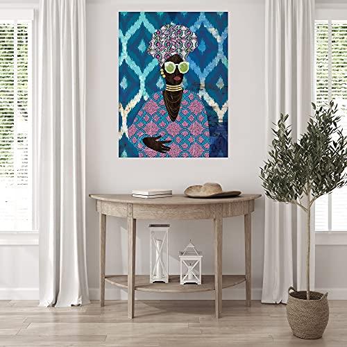Fine Art Canvas Fine Art Canvas Modern Turban Queen Canvas Wall Decor by Artist Nikki Chu for Living Room, Bedroom, Bathroom, Kitchen, Office, Bar, Dining & Guest Room - Ready to Hang - 35 in x 46 in