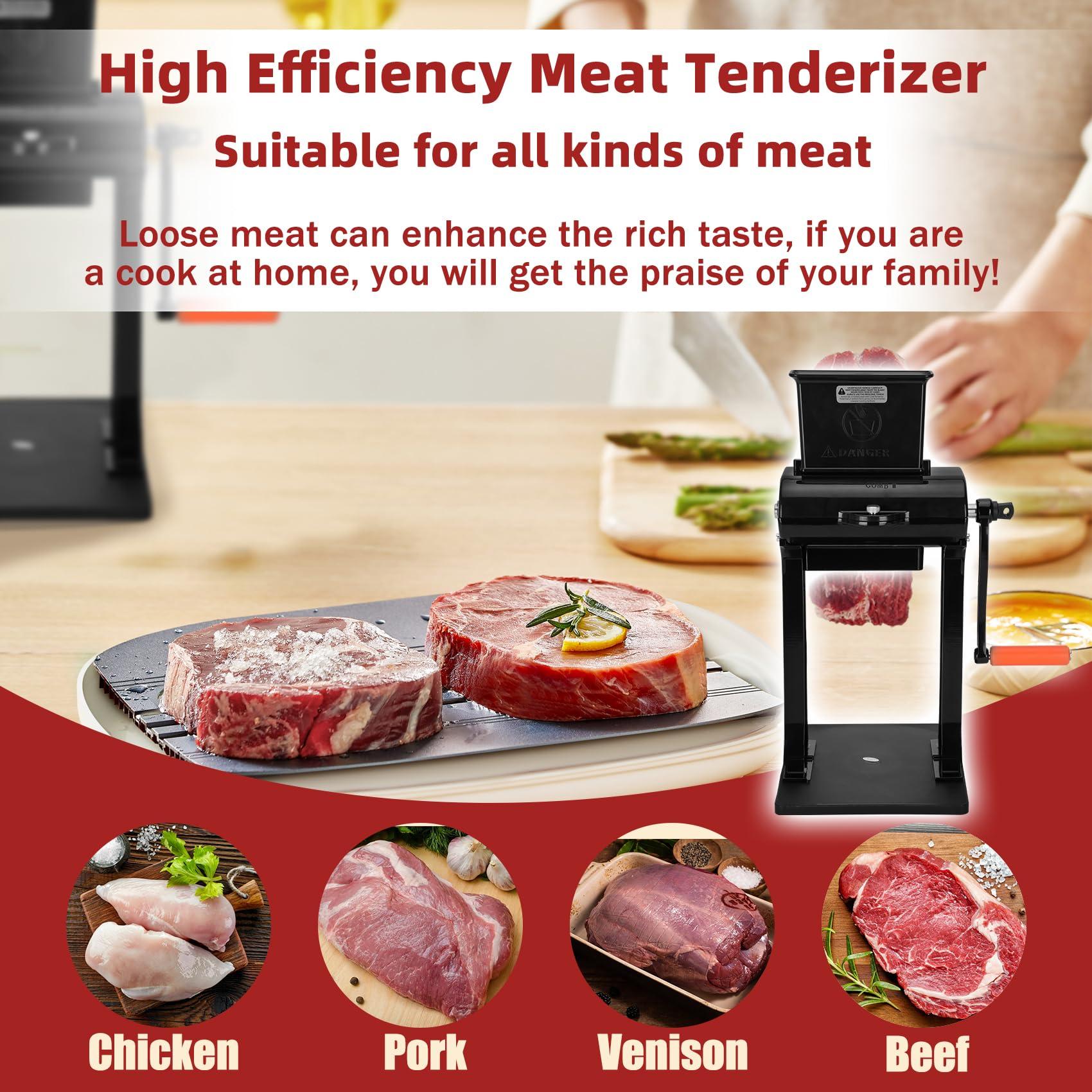 Jisculo Manual Meat Tenderizer Tool & Jerky Slicer, 2 Set of Stainless Steel Blades, Heavy Duty Meat Tenderizer Machine and Jerky Slicer Blades for Home and Commercial Meat Tenderizer, 2 Year Full Warranty