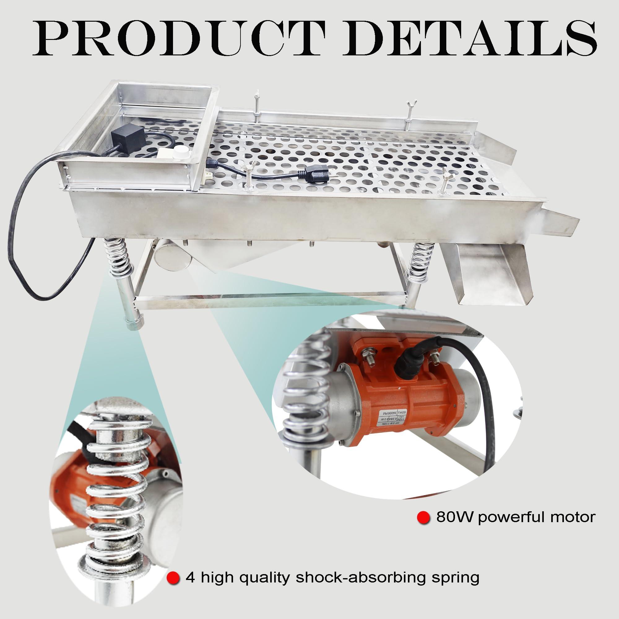 HQHAOTWU HQHAOTWU Linear Vibrating Screen Straight Vibrating Sieve Shaker Electric Linear Vibrating Sieve Machine JG30-75 Stainless Steel Vibrating Sieve 20mm Screen Single Layer with 1 Motor