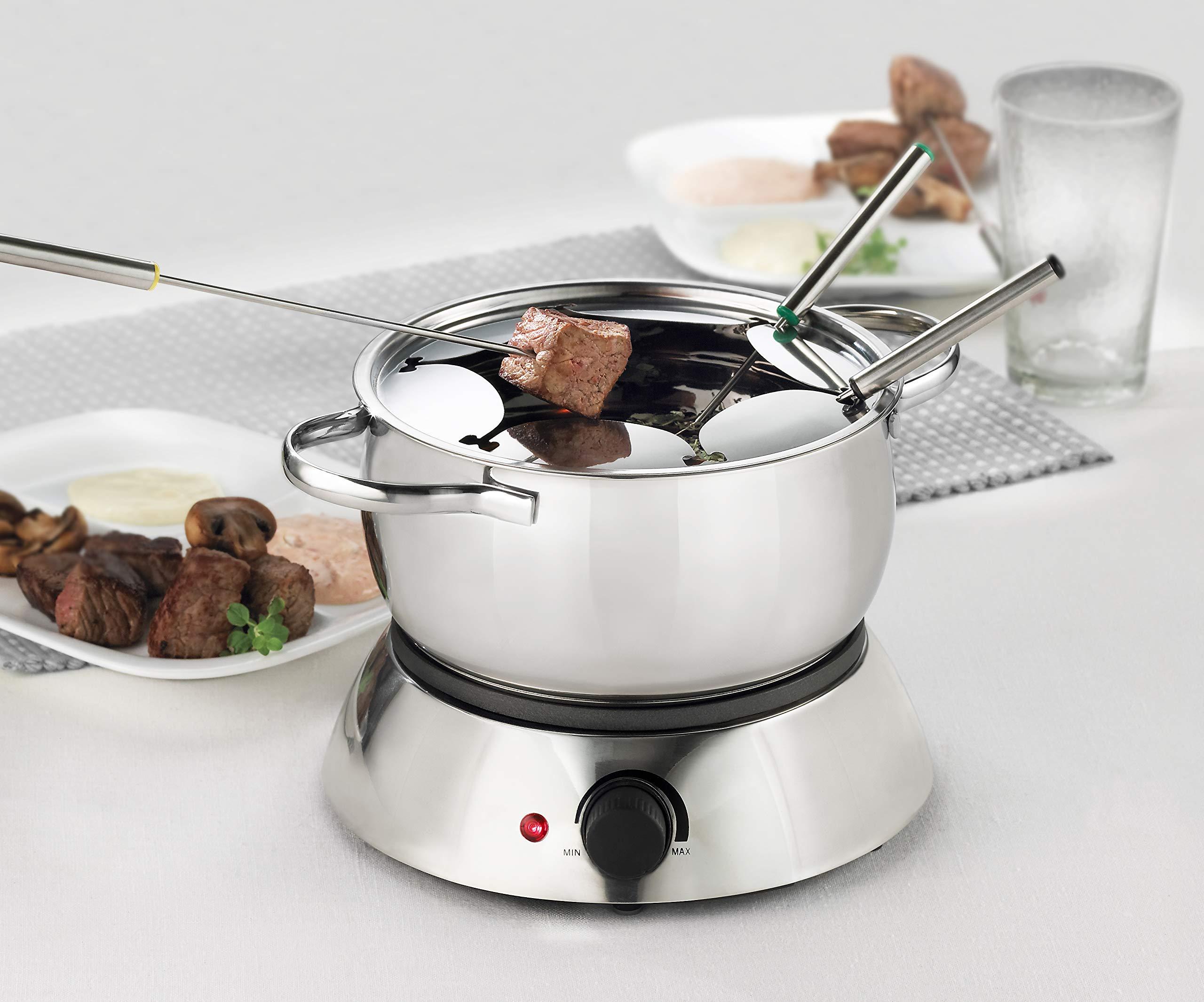 Trudeau Trudeau 0829020 Alto 3-in-1 Electric Fondue Set for Chocolate and Cheese, 11-Piece with Forks Included, Stainless Steel, 81 Ounce, Silver