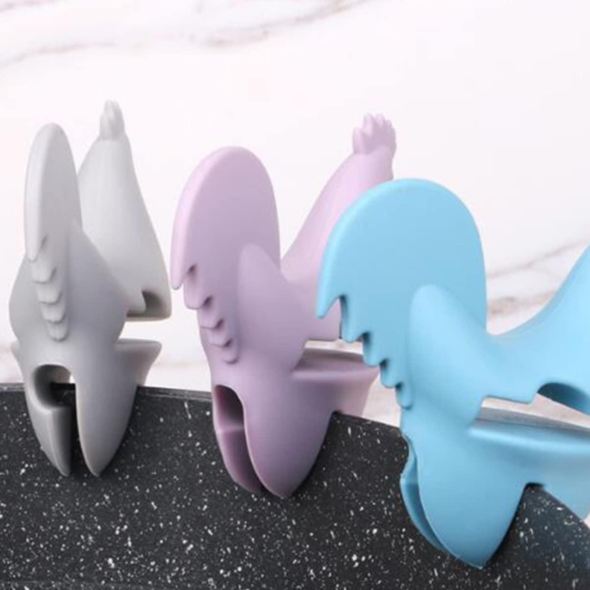 BESTonZON 6 Pcs Mini Oven Mitts Silicone Utensil Holder Oven Mittens Cartoon Pot Clip Spoon Rest Silicone Pot Lid Lifters Pot Side Clip Rest Pot Overflow Stopper Anti-scald Pot Clip The Bird
