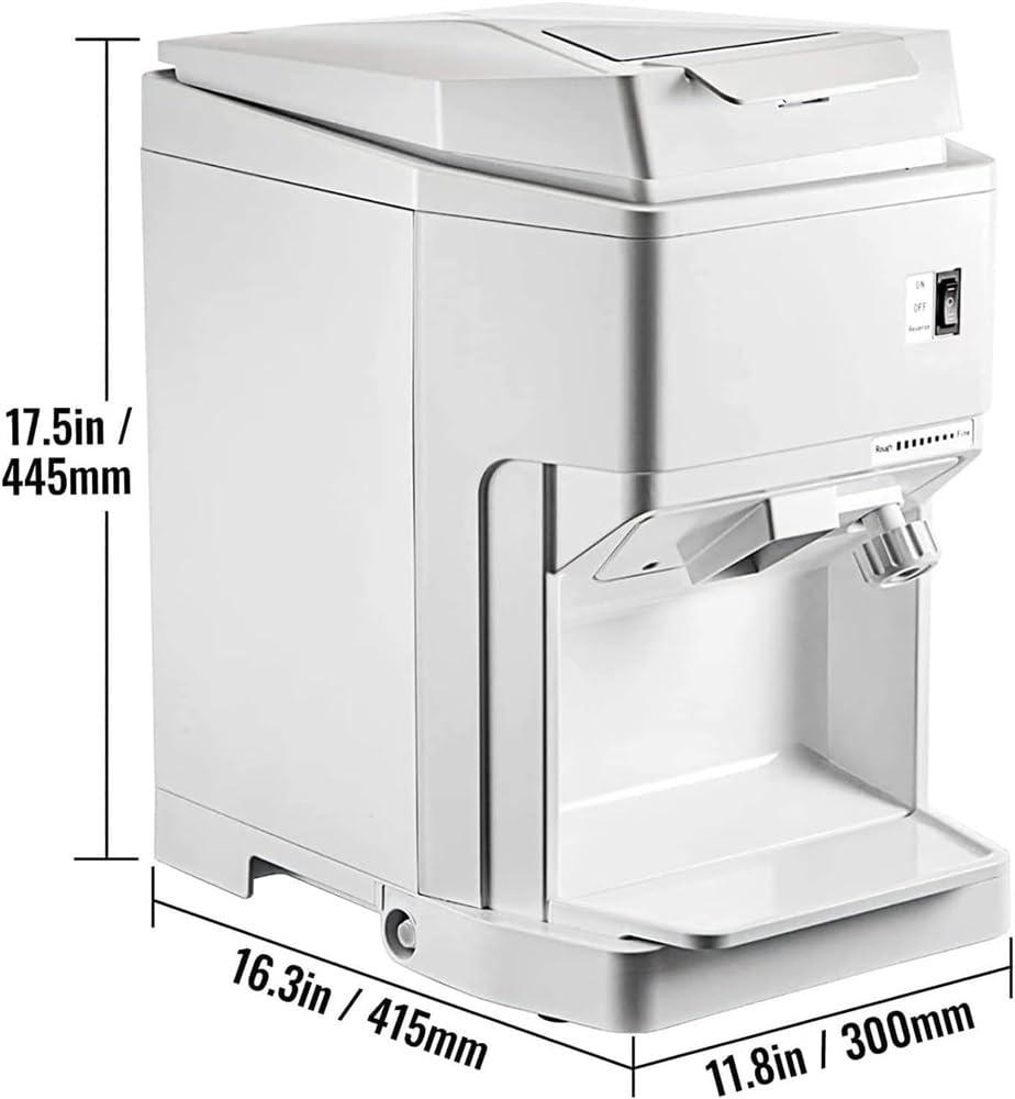 ZIJINGM ZIJINGM Electric Ice Shaver 265 LBS/H Commercial Snow Cone Maker 250W Ice Crusher Machine Shaved Ice Maker Machine Adjustable Fineness