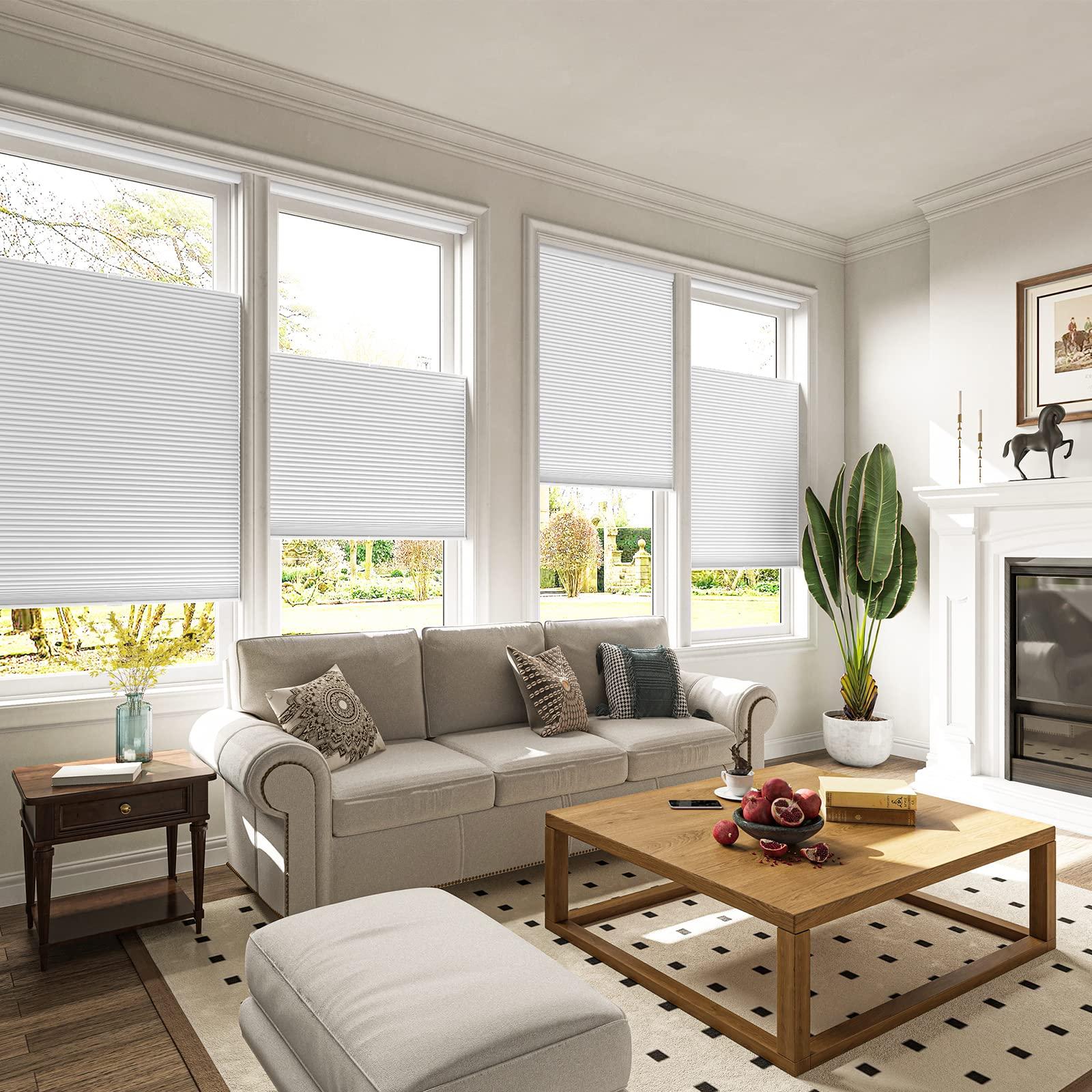 Keego Keego Top Down Bottom Up Window Blinds Cordless Blackout Blinds for Windows-Custom Cut to Size Noise Cancelling Window Blinds & Shades for Home Kitchen Bedroom Office (White, 24" W x 56" H)