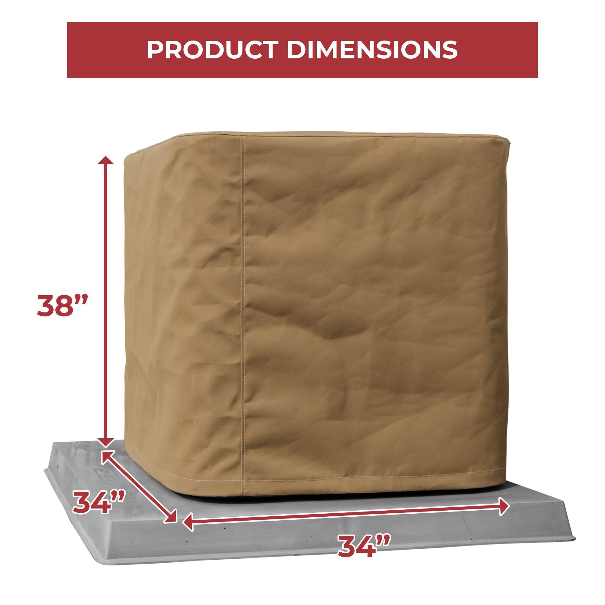 SugarHouse Custom Covers SugarHouse Outdoor Air Conditioner Cover - All-Weather, Waterproof Ultimate Canvas AC Protector, Made in The USA, 20-Year Warranty, Beige, 34 x 34 x 38 Inches