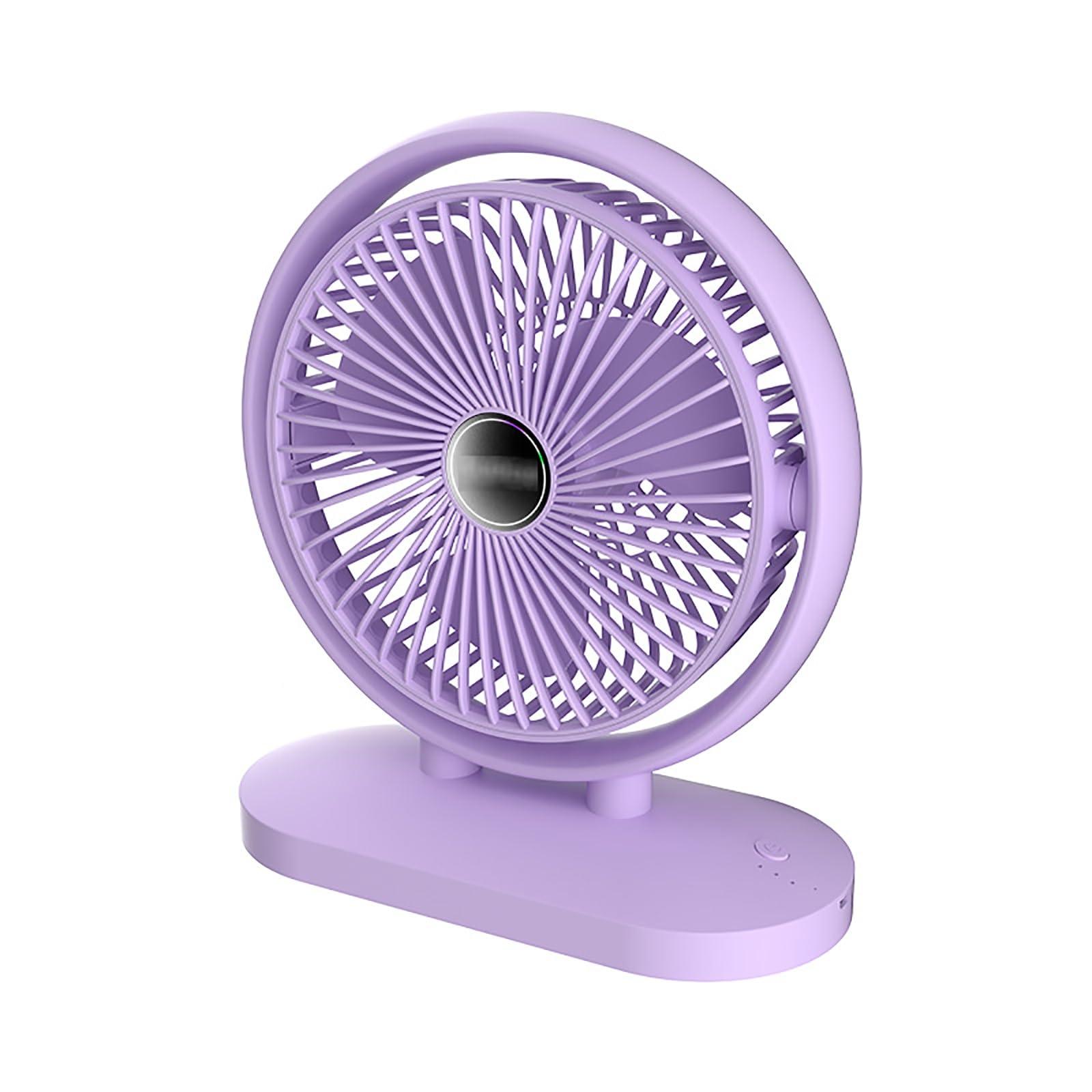MUSMPLESY MUSMPLESY Small Fans Portable Rechargeable, Desk Fan with Strong Airflow, 90-Degree Adjustable Tilt, 3 Speeds USB Fan, Removable Grill, Electric Fan for Whole Room(Purple)