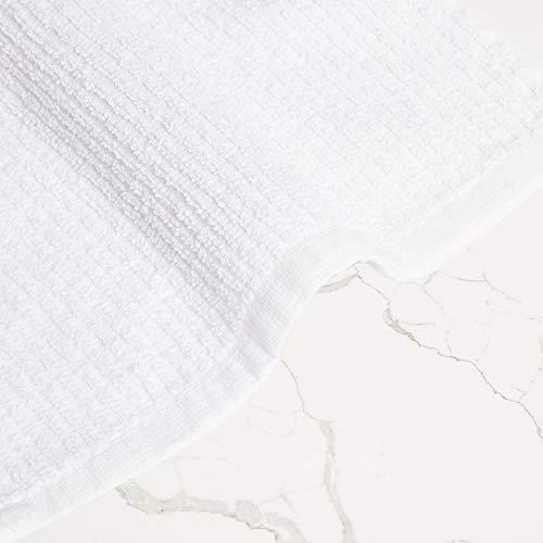 Living Fashions Bar Mop Cleaning Kitchen Dish Cloth Towels,100% Cotton, Machine Washable, Everyday Kitchen Basic Utility Bar Mop Dishcloth Set of 12, White